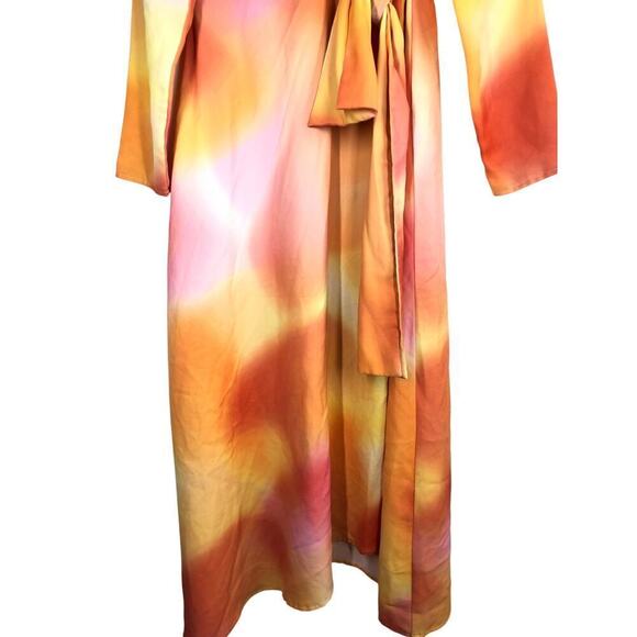 C/MEO Collective Blindfold Dress Flame Yellow Tie Front Long Sleeve US 10 - Picture 6 of 16
